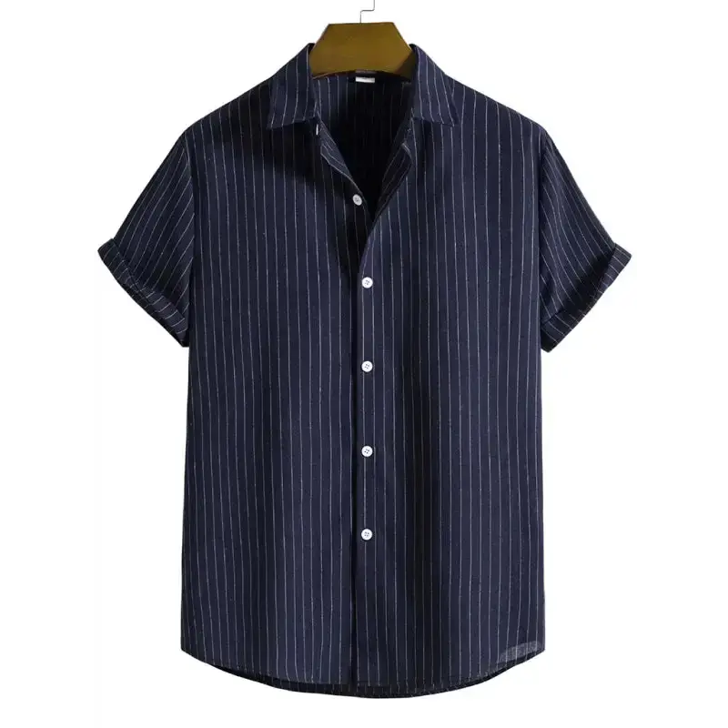 Men's fashion trend casual striped short sleeve shirt Nexellus