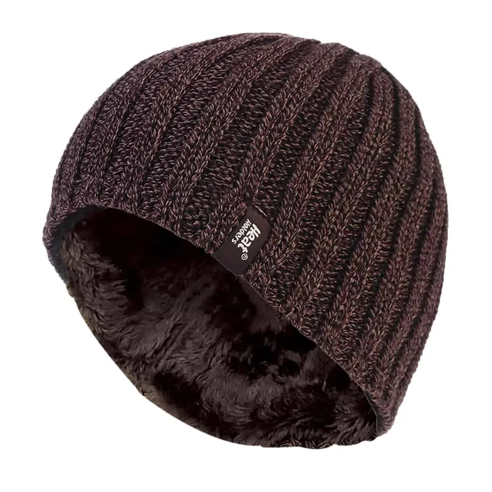 Mens fleece lined thermal winter warm beanie hat