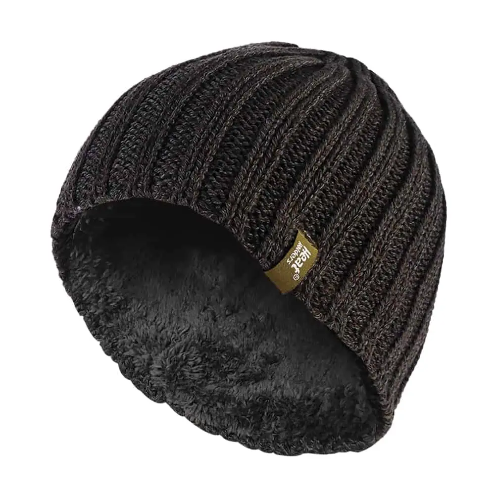 Mens fleece lined thermal winter warm beanie hat