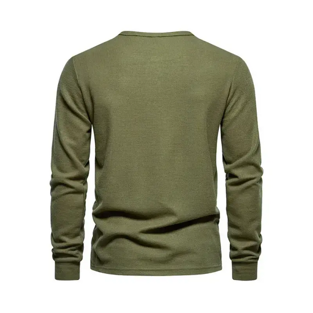 Men's four button waffle henley neck long sleeve t-shirt Nexellus