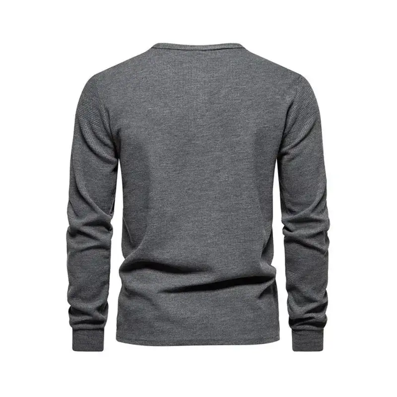 Men's four button waffle henley neck long sleeve t-shirt Nexellus