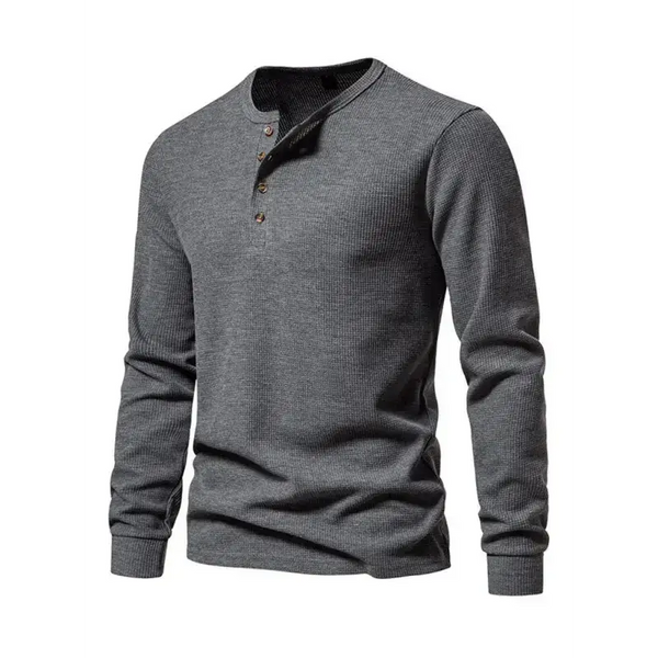 Men's four button waffle henley neck long sleeve t-shirt Nexellus