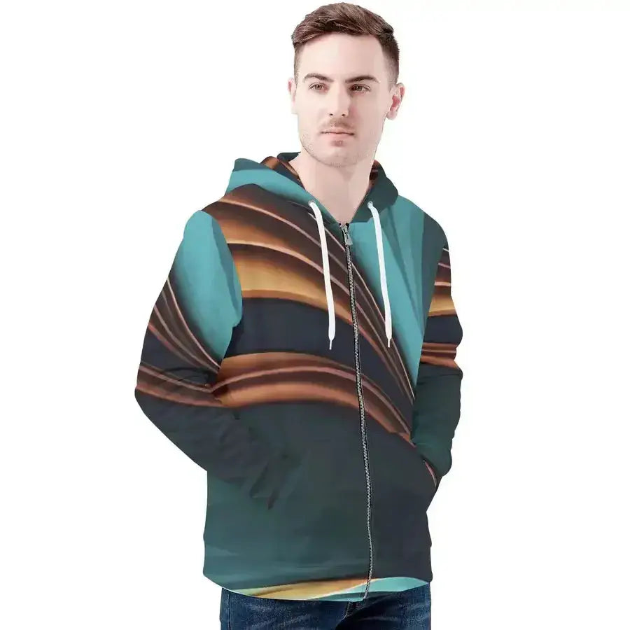 Mens green horizon style zip hoodie Nexellus