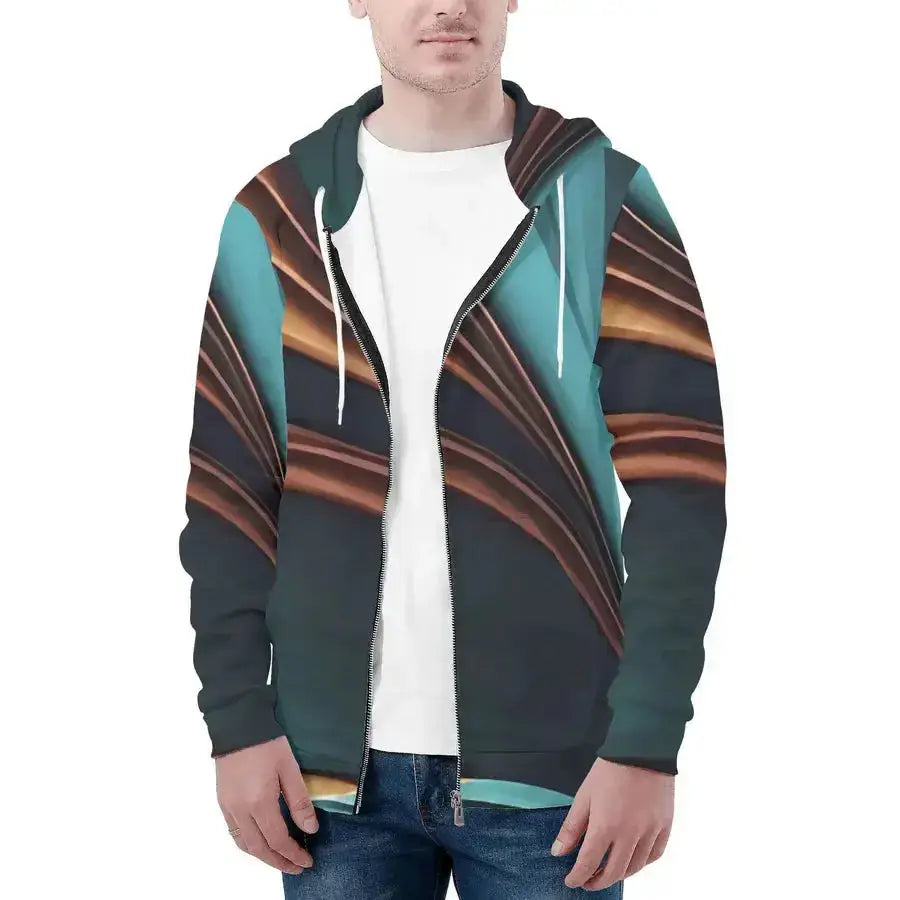 Mens green horizon style zip hoodie Nexellus