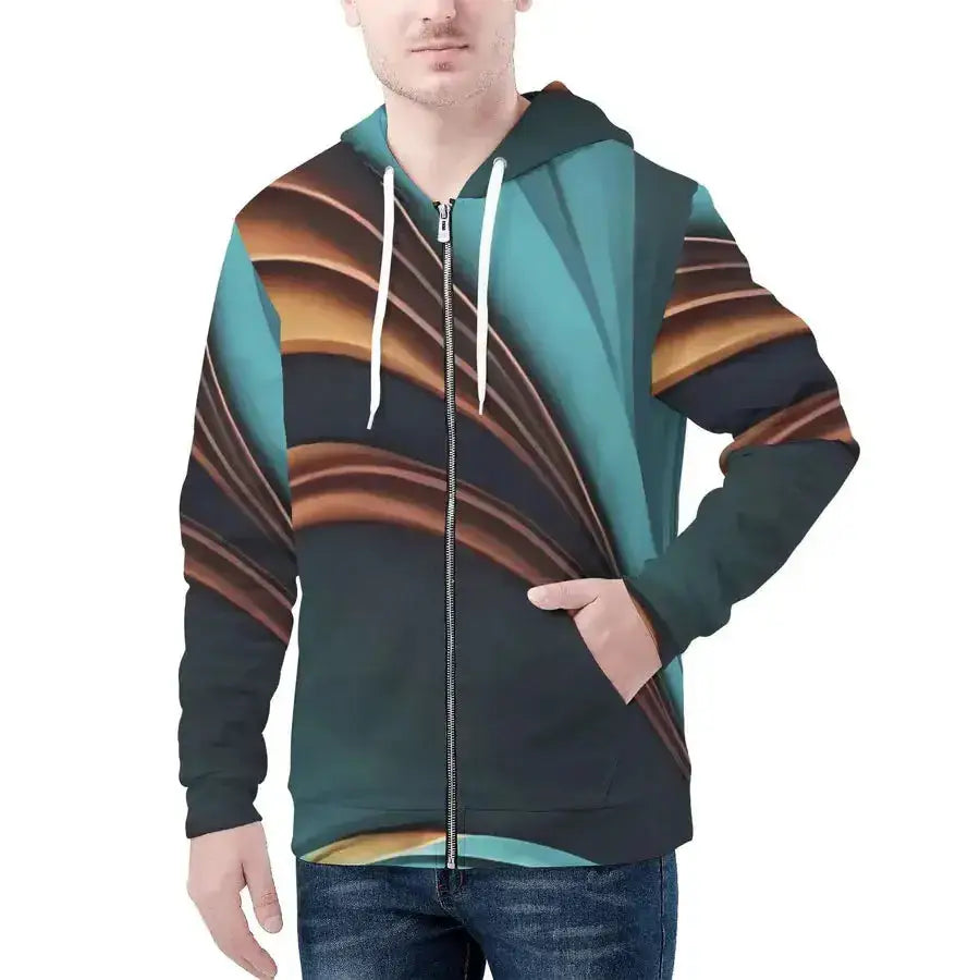 Mens green horizon style zip hoodie Nexellus