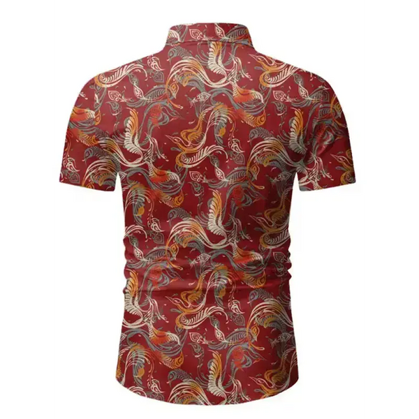 Men's hawaiian shirt button down shirts short-sleeve work shirt spread Nexellus