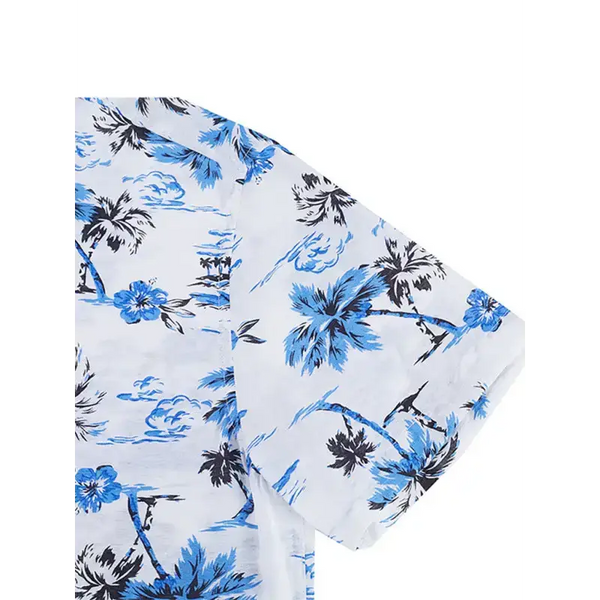 Men's hawaiian shirt short sleeves printed button down summer beach Nexellus