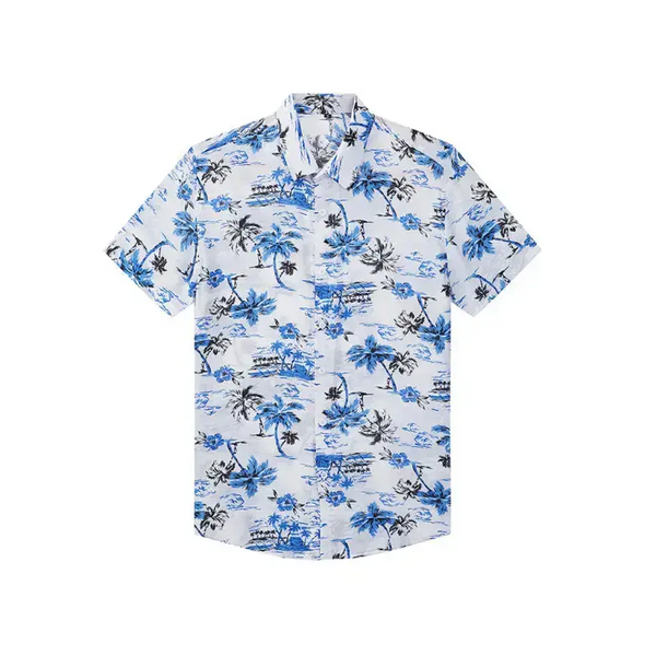 Men's hawaiian shirt short sleeves printed button down summer beach Nexellus