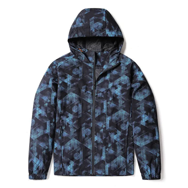 Men's Hooded Trench Coat Full Print Sports Casual Thin Jacket for Spring and Fall Nexellus