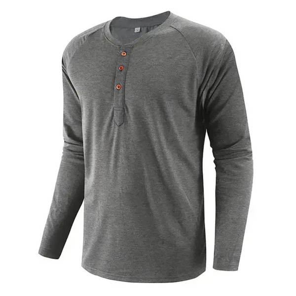 Men's knitted round neck button long sleeve t-shirt Nexellus