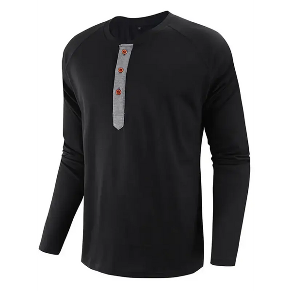 Men's knitted round neck button long sleeve t-shirt Nexellus