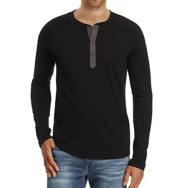 Men's knitted round neck button long sleeve t-shirt Nexellus