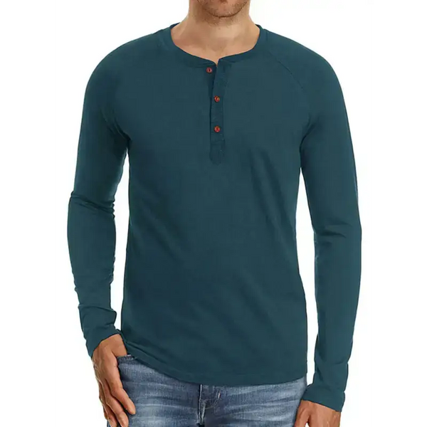 Men's knitted round neck button long sleeve t-shirt Nexellus