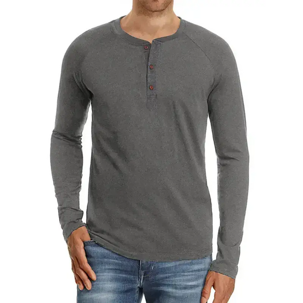 Men's knitted round neck button long sleeve t-shirt Nexellus