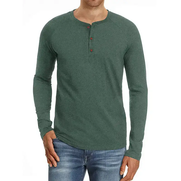 Men's knitted round neck button long sleeve t-shirt Nexellus