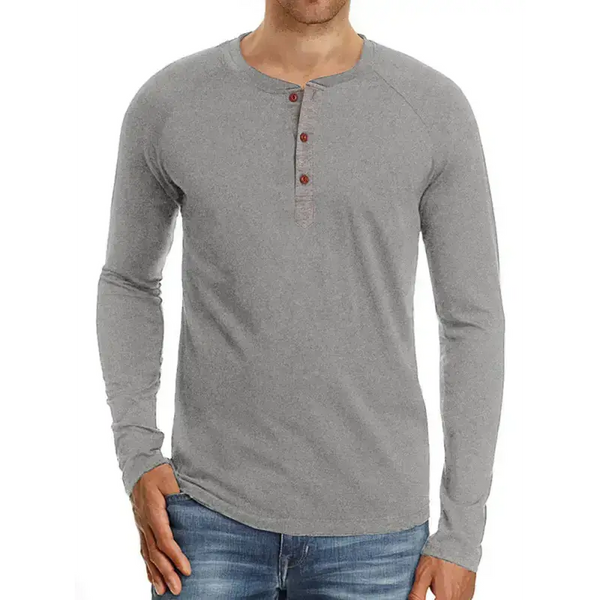 Men's knitted round neck button long sleeve t-shirt Nexellus