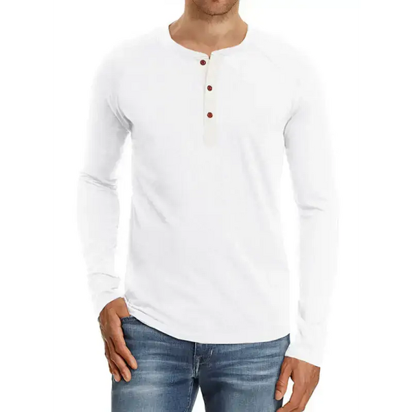 Men's knitted round neck button long sleeve t-shirt Nexellus