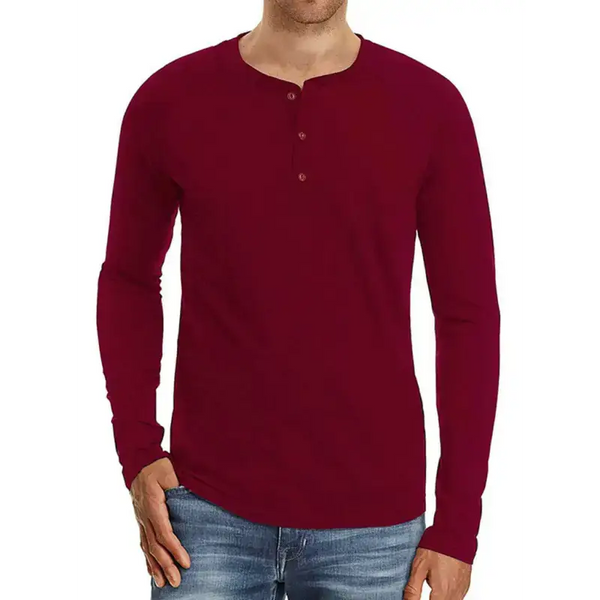 Men's knitted round neck button long sleeve t-shirt Nexellus