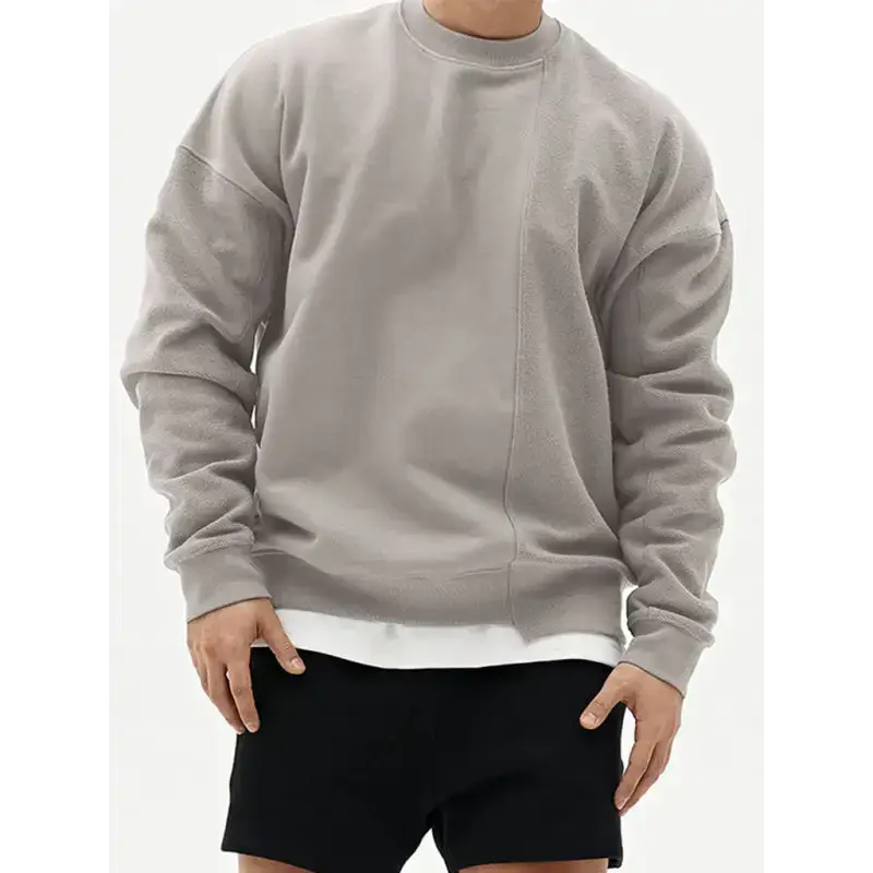 Men's knitted stitching solid colour casual crew neck sweatshirt Nexellus