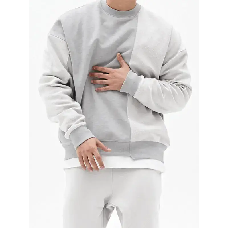 Men's knitted stitching solid colour casual crew neck sweatshirt Nexellus