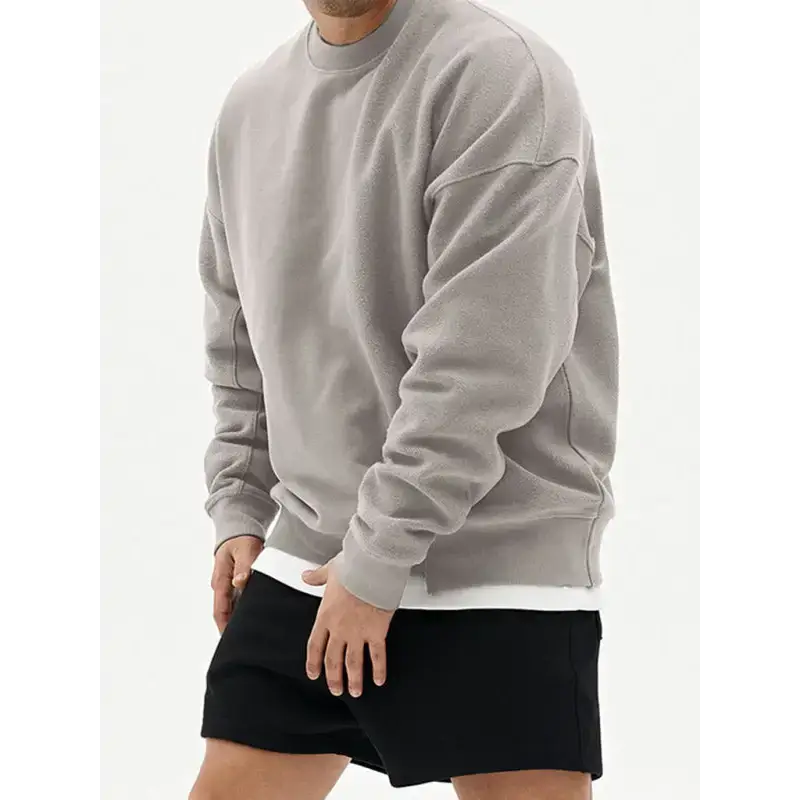 Men's knitted stitching solid colour casual crew neck sweatshirt Nexellus