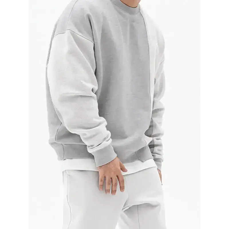 Men's knitted stitching solid colour casual crew neck sweatshirt Nexellus