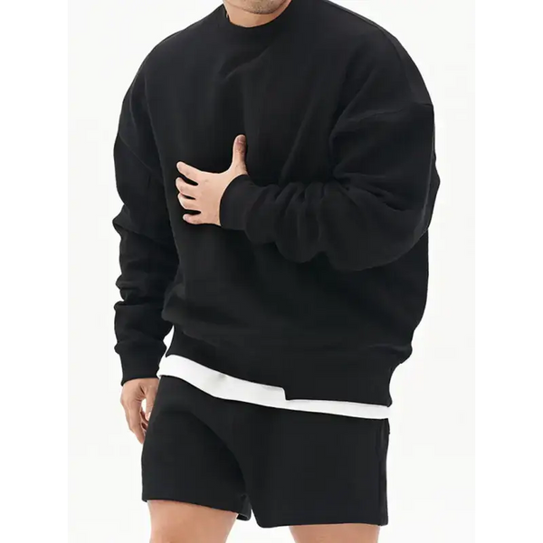 Men's knitted stitching solid colour casual crew neck sweatshirt Nexellus