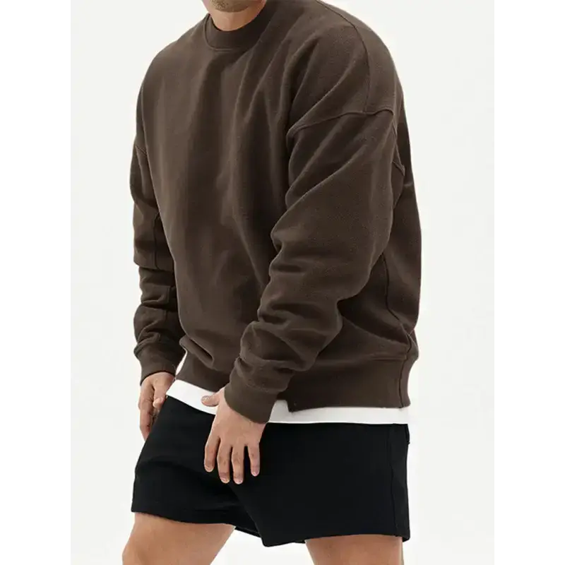 Men's knitted stitching solid colour casual crew neck sweatshirt Nexellus