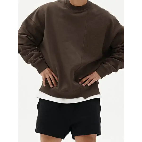 Men's knitted stitching solid colour casual crew neck sweatshirt Nexellus