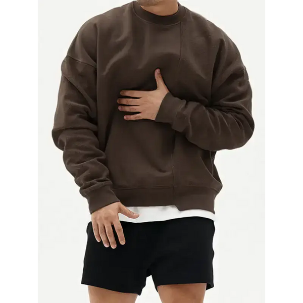 Men's knitted stitching solid colour casual crew neck sweatshirt Nexellus