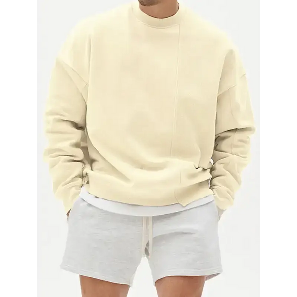 Men's knitted stitching solid colour casual crew neck sweatshirt Nexellus