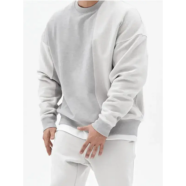 Men's knitted stitching solid colour casual crew neck sweatshirt Nexellus