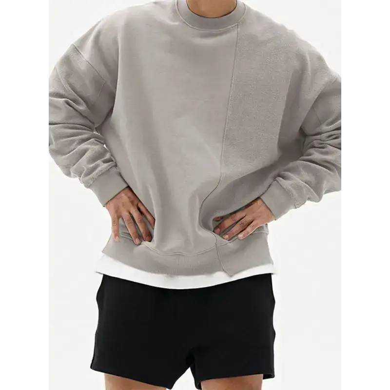 Men's knitted stitching solid colour casual crew neck sweatshirt Nexellus