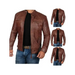 Men's leather jacket stand collar punk motorcycle leather slim fit Nexellus