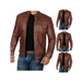 Men's leather jacket stand collar punk motorcycle leather slim fit Nexellus