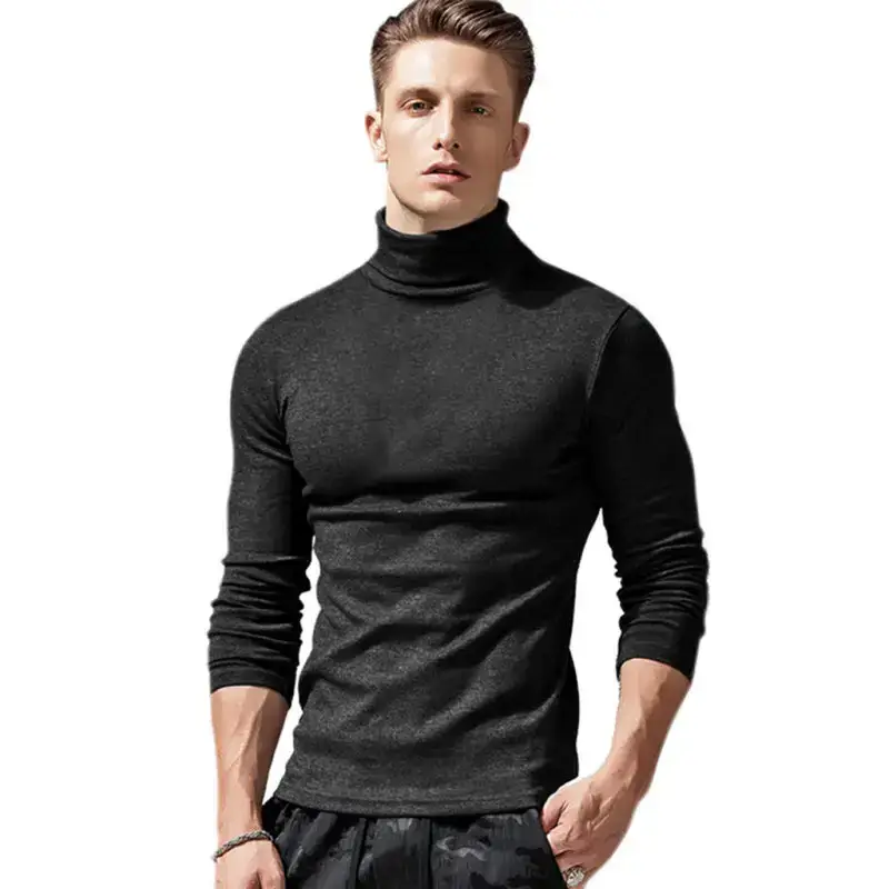 Men's long-sleeved solid colour turtleneck bottoming t-shirt top Nexellus