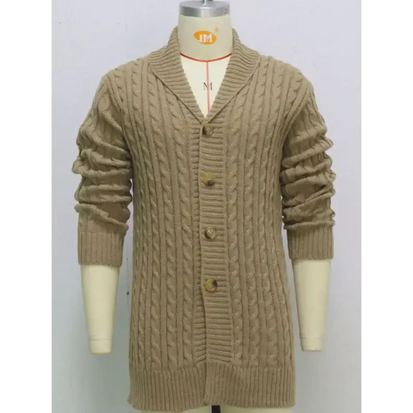 Men's mid-length knitted sweater thick-knit twisted cardigan woolen Nexellus