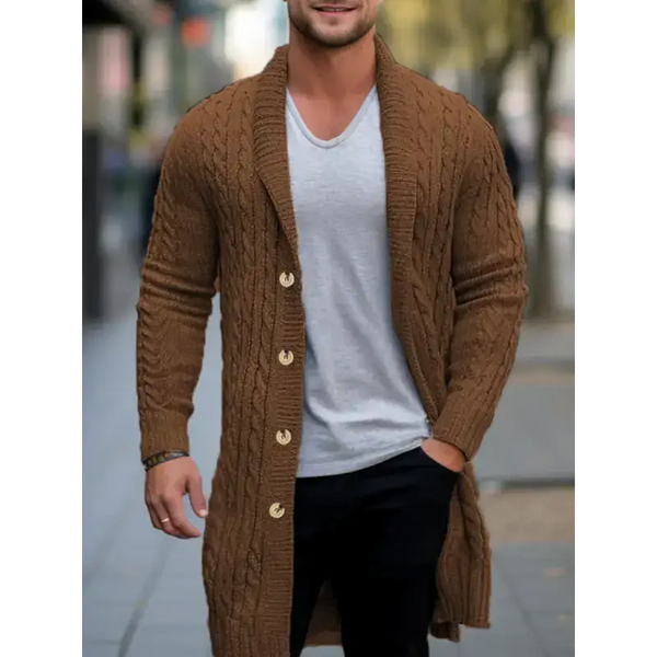 Men's mid-length knitted sweater thick-knit twisted cardigan woolen Nexellus