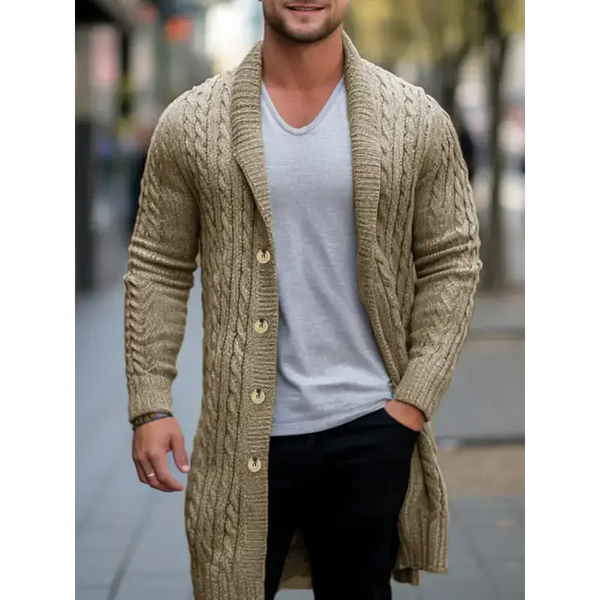 Men's mid-length knitted sweater thick-knit twisted cardigan woolen Nexellus