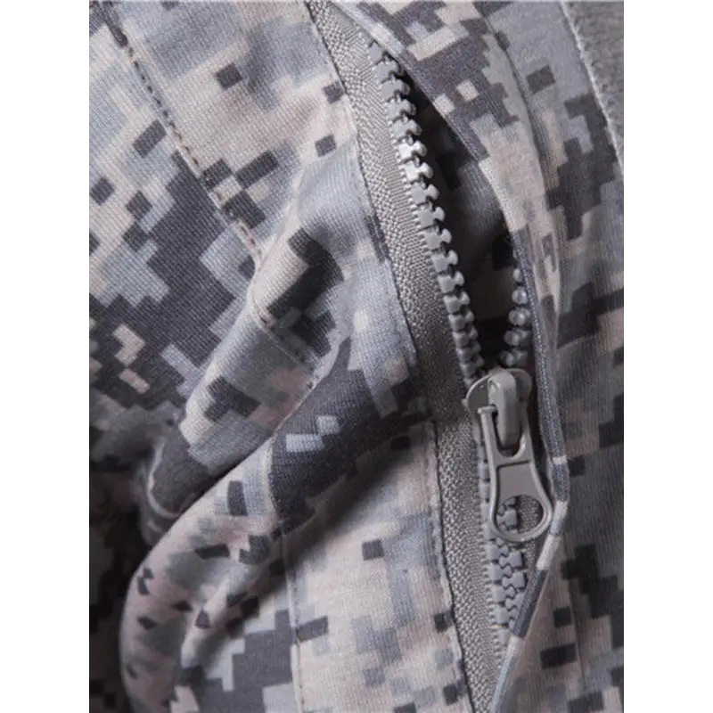 Men's Military Field Outdoor Elastic Fitness Camouflage Long Sleeve Zipper Pocket T-Shirt Nexellus