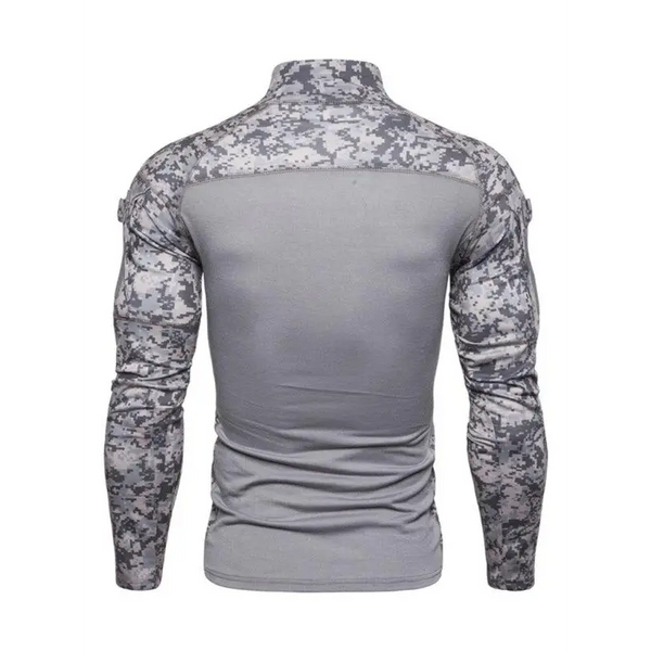 Men's Military Field Outdoor Elastic Fitness Camouflage Long Sleeve Zipper Pocket T-Shirt Nexellus