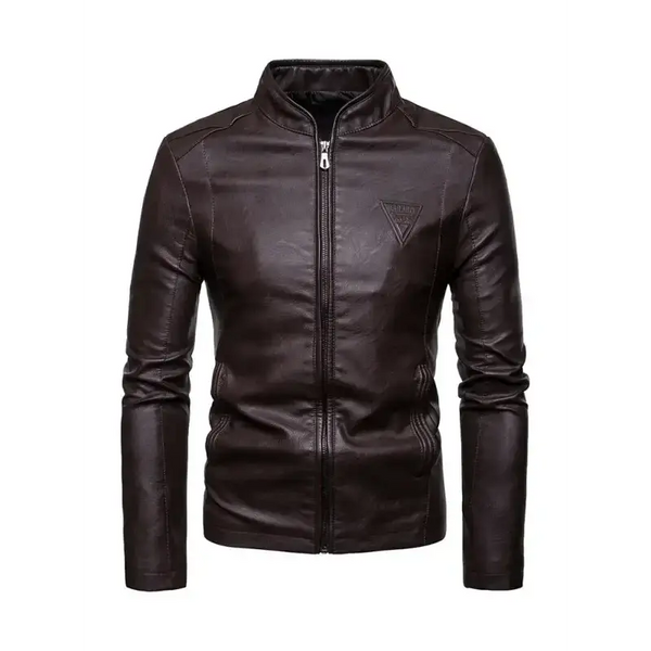 Men's motorcycle zipper stand collar leather jacket Nexellus