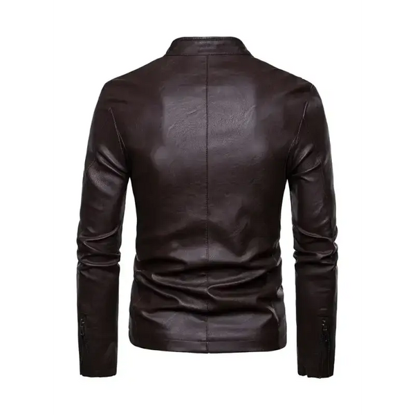 Men's motorcycle zipper stand collar leather jacket Nexellus