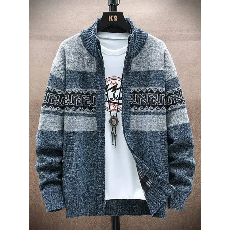 Men's new fashion stand-up collar cardigan sweater zipper style Nexellus