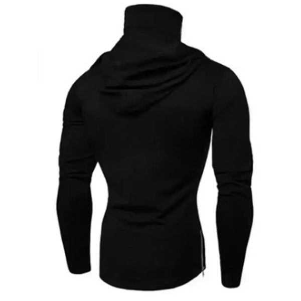 Men's new fitness cycling solid color elastic mask hooded pullover Nexellus