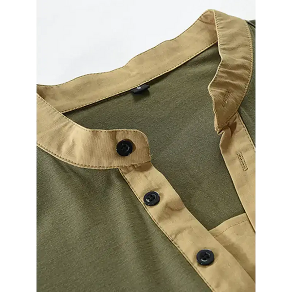 Men's new outdoor tactical zipper colorblock henley collar long sleeve Nexellus