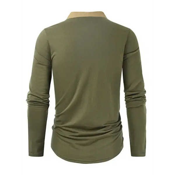 Men's new outdoor tactical zipper colorblock henley collar long sleeve Nexellus