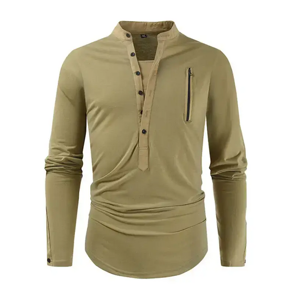 Men's new outdoor tactical zipper colorblock henley collar long sleeve Nexellus