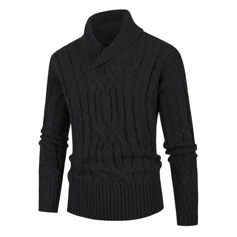 Men's new solid color twist pullover long-sleeved sweater Nexellus