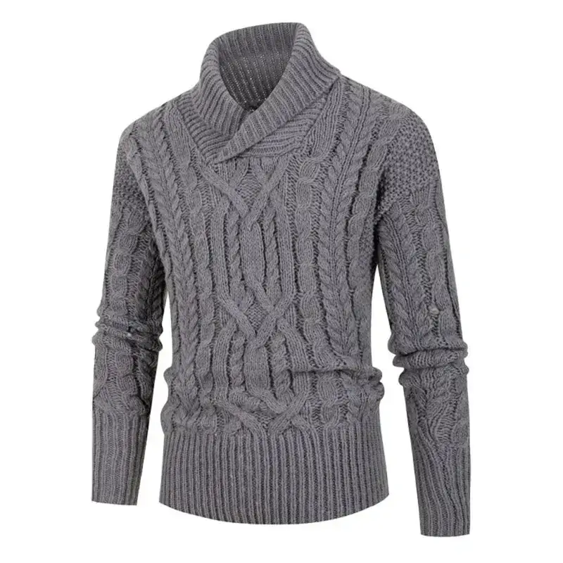 Men's new solid color twist pullover long-sleeved sweater Nexellus